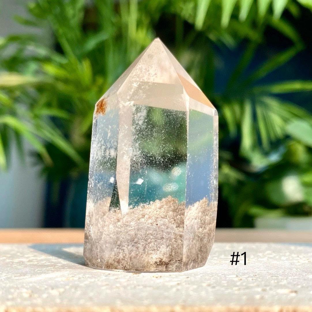 Natural Clear Garden Quartz Freeform,Lodolite Quartz,Garden Quartz Point,Crystal Collection,Healing Energy,Crystal Gift,Polished Quartz