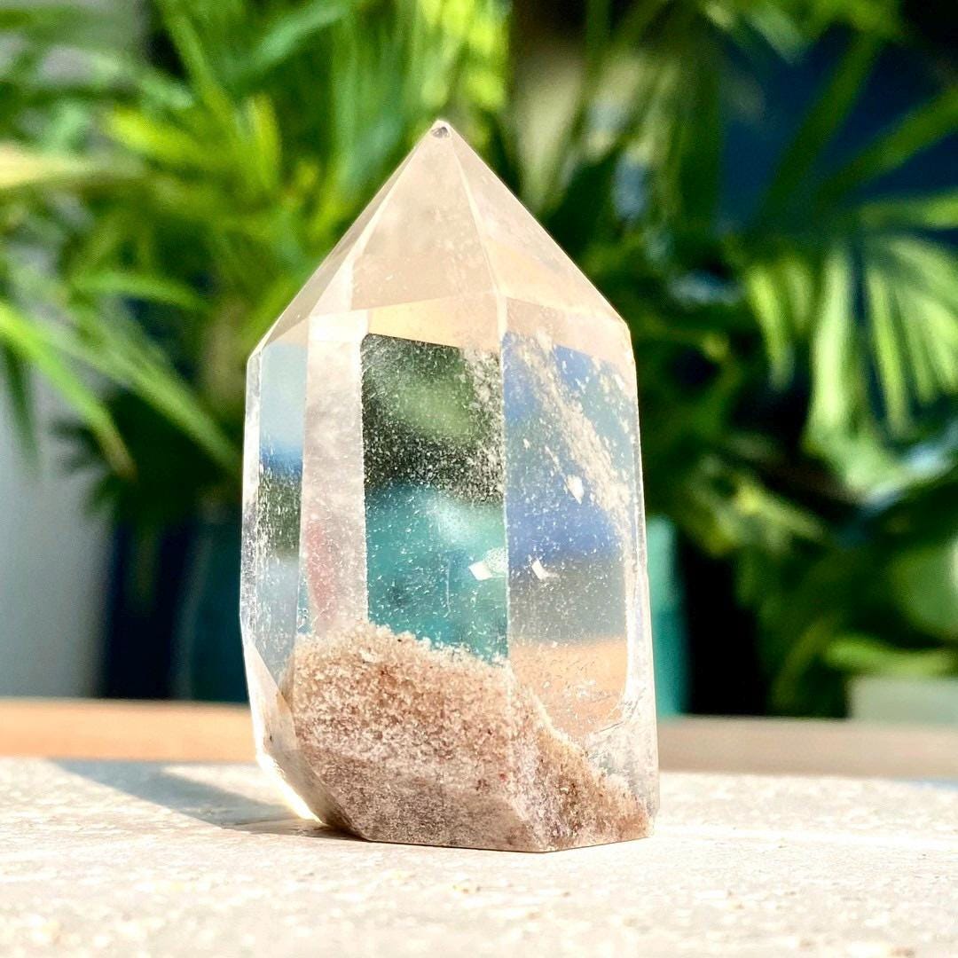 Natural Clear Garden Quartz Freeform,Lodolite Quartz,Garden Quartz Point,Crystal Collection,Healing Energy,Crystal Gift,Polished Quartz