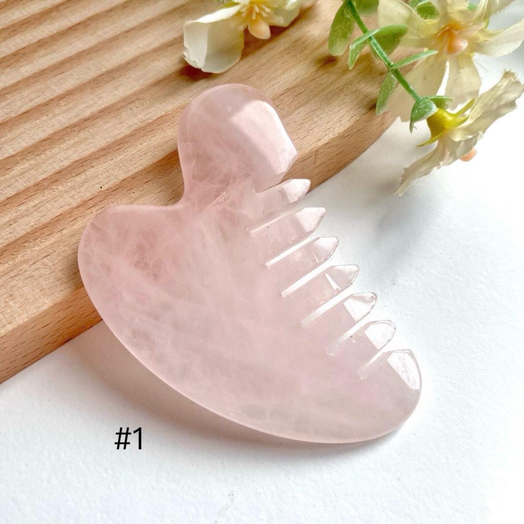 Natural Jade Scalp Massage Comb, Rose Quartz Hairbrush, Self-Care Tool, Gift for Mom