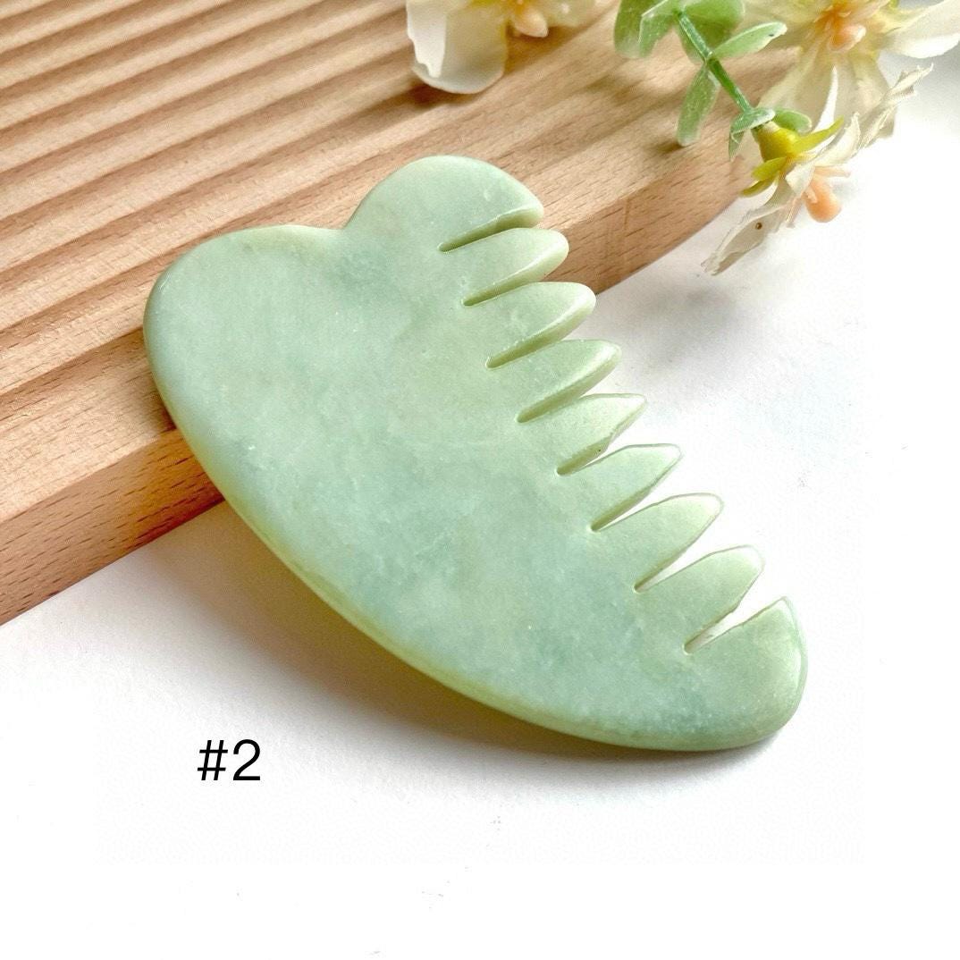 Natural Jade Scalp Massage Comb, Rose Quartz Hairbrush, Self-Care Tool, Gift for Mom