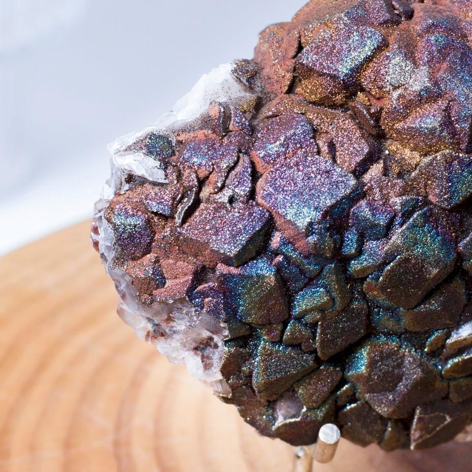 Calcite Covered in Multi Colored Pyrite/Chalcopyrite Specimen, Mineral Specimen, Rainbow Pyrite Specimen, Spirituality Mineral Collection