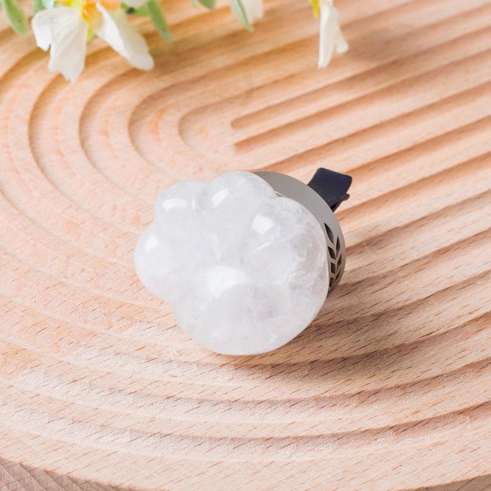 Crystal Paw and Cloud Car Vent Clip Diffuser, Natural Stone Car Air Freshener, Cute Quartz Car Decor, Aromatherapy Car Charm, New Car Gift