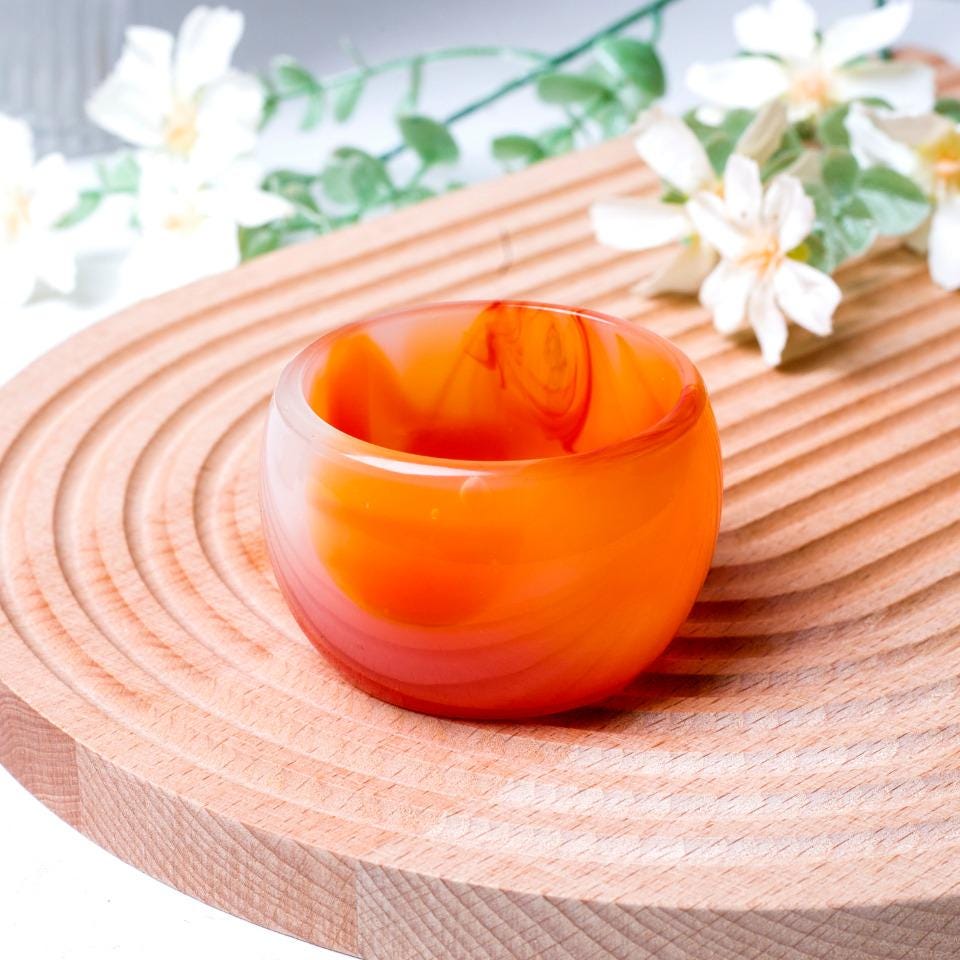 Natural Agate Cup Carvings, Pink Orange White Crystal Tea Cup, Jewelry Bowl Storage Luxury Table Entryway Decor Gift