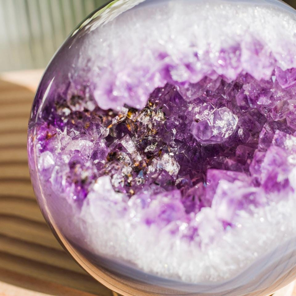 Amethyst Druzy Agate Sphere, Rare Crystal Geode, Reiki Healing Decor,Gift for Mom