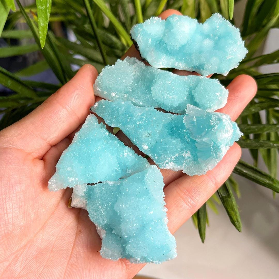 Blue Aragonite Specimen, Rare Healing Crystal Collection