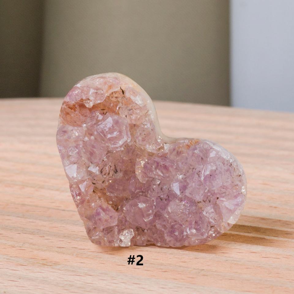 Brazilian Pink Amethyst Druzy Crystal Heart | Polished Cluster Home Decor,Gift for Mom