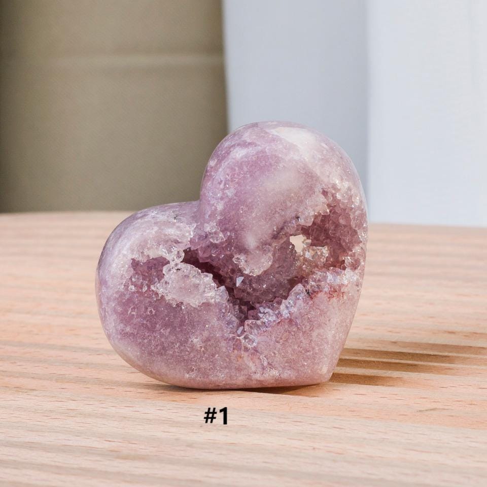 Brazilian Pink Amethyst Druzy Crystal Heart | Polished Cluster Home Decor,Gift for Mom
