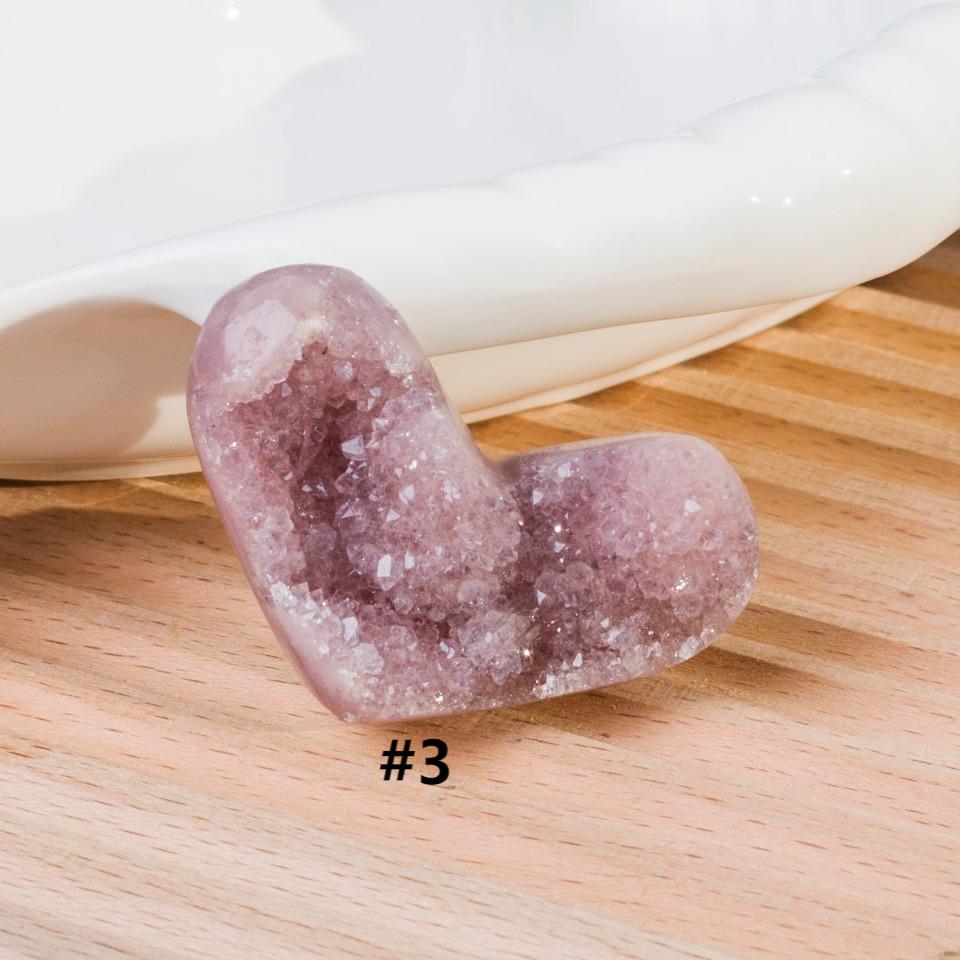 Brazilian Pink Amethyst Druzy Crystal Heart | Polished Cluster Home Decor,Gift for Mom