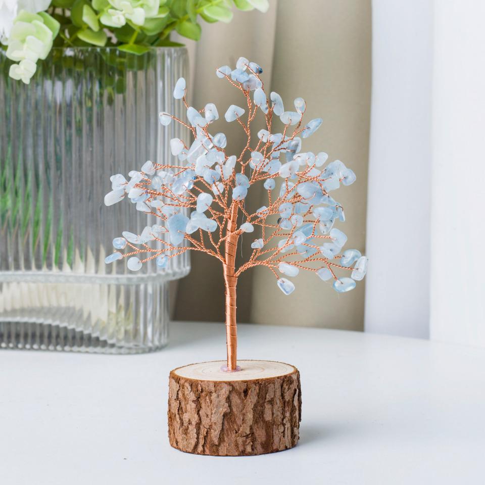 Handmade Crystal Chips Fengshui Tree, Gemstone Home Decor,Gift for Mom