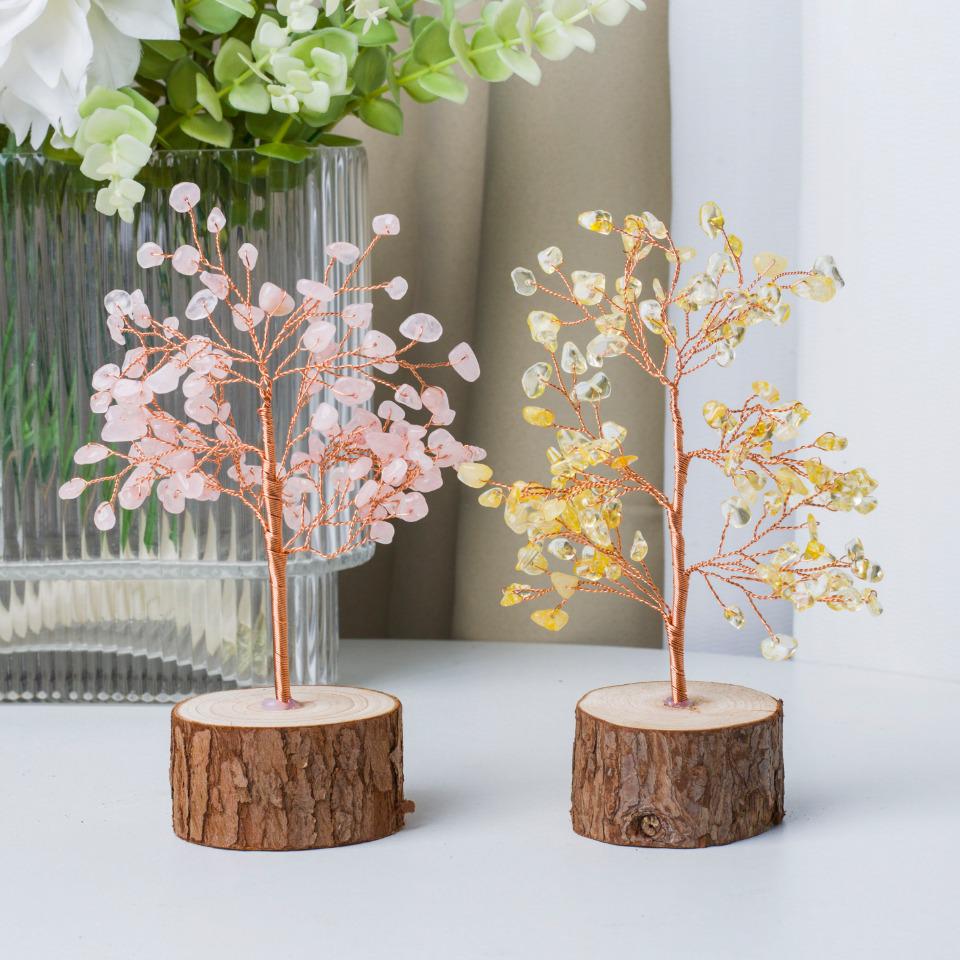Handmade Crystal Chips Fengshui Tree, Gemstone Home Decor,Gift for Mom