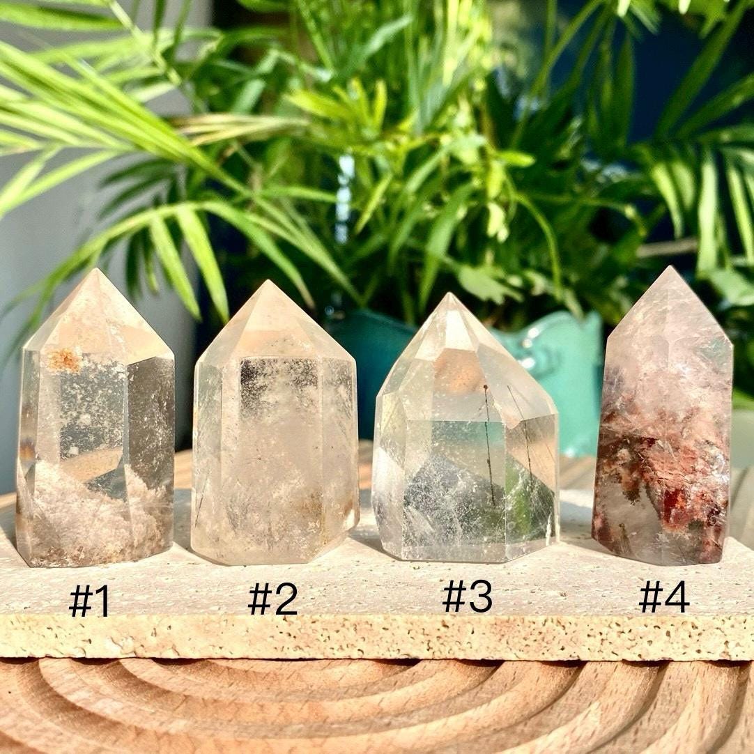 Natural Clear Garden Quartz Freeform,Lodolite Quartz,Garden Quartz Point,Crystal Collection,Healing Energy,Crystal Gift,Polished Quartz