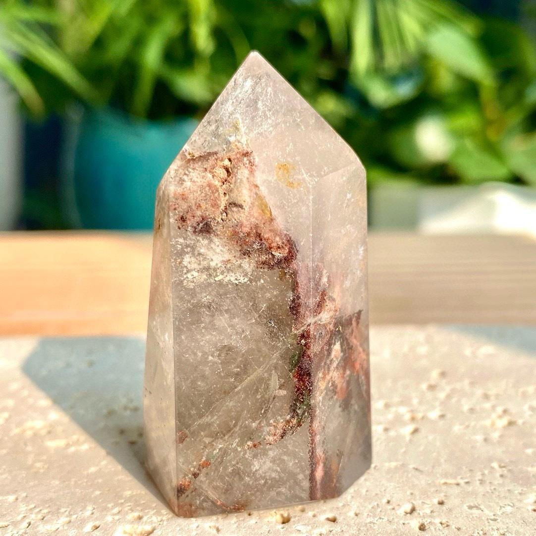 Natural Clear Garden Quartz Freeform,Lodolite Quartz,Garden Quartz Point,Crystal Collection,Healing Energy,Crystal Gift,Polished Quartz