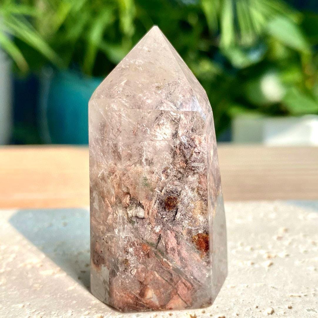 Natural Clear Garden Quartz Freeform,Lodolite Quartz,Garden Quartz Point,Crystal Collection,Healing Energy,Crystal Gift,Polished Quartz