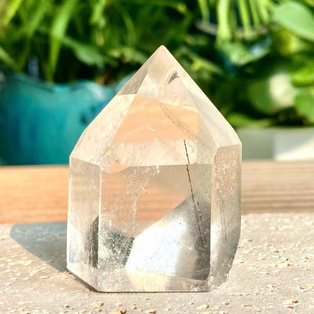 Natural Clear Garden Quartz Freeform,Lodolite Quartz,Garden Quartz Point,Crystal Collection,Healing Energy,Crystal Gift,Polished Quartz