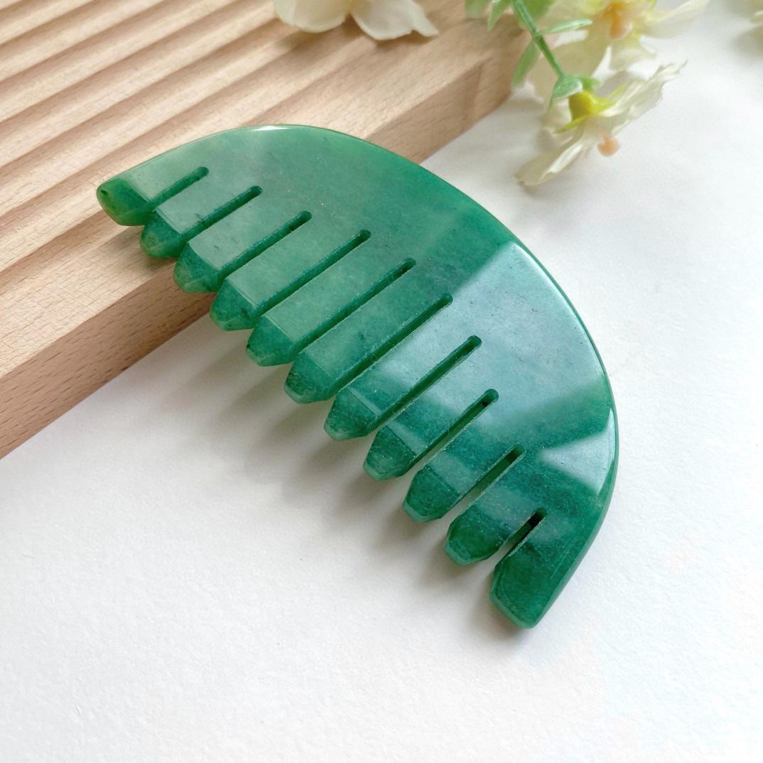 Natural Jade Scalp Massage Comb, Gua Sha Comb, Crystal Head Massager, Stress Relief Self Care Tool, Unique Gift For Her