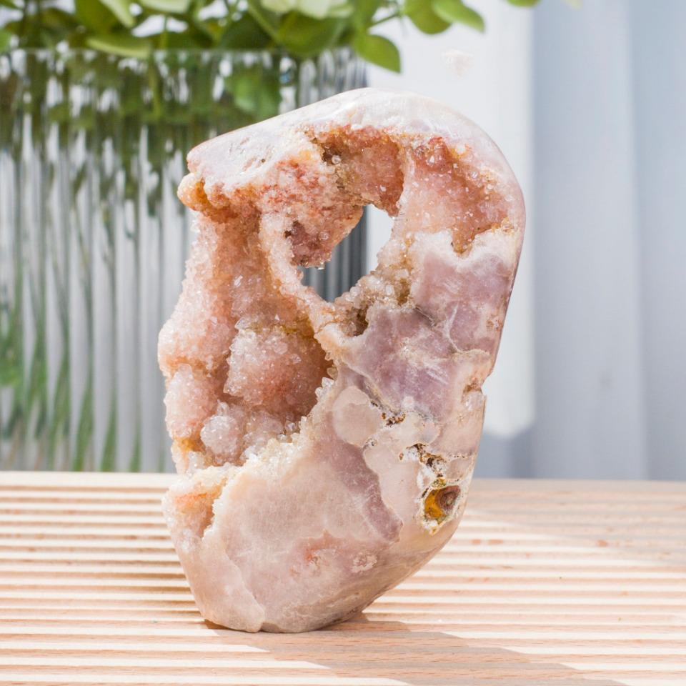 Brazilian Pink Amethyst Druzy Crystal Cut Base | Polished Cluster Home Decor,Gift for Mom