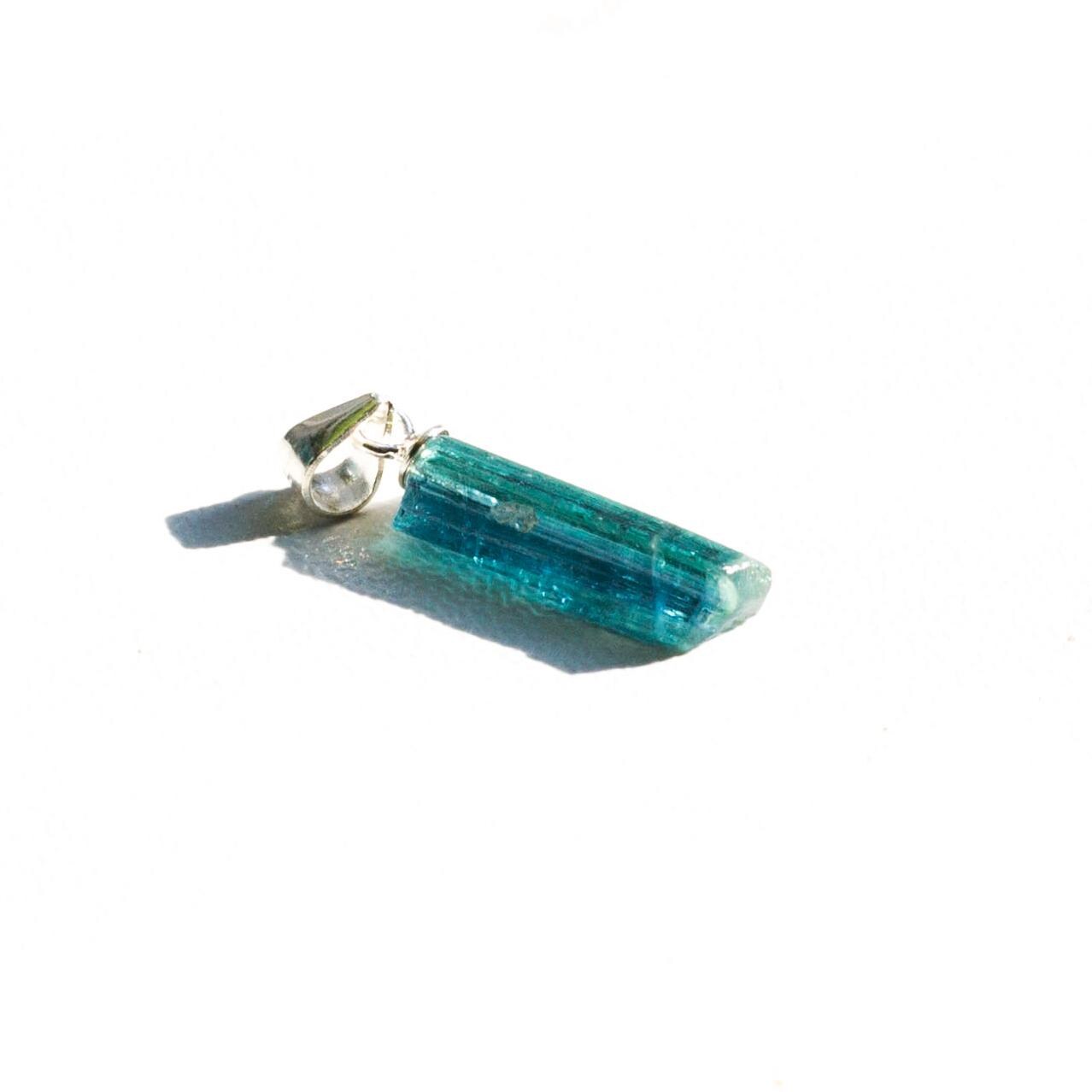 Natural Raw Blue Tourmaline Pendant, S925 Sterling Silver Crystal Necklace, Raw Gemstone Healing Jewelry, Unique Birthday Gift For Her
