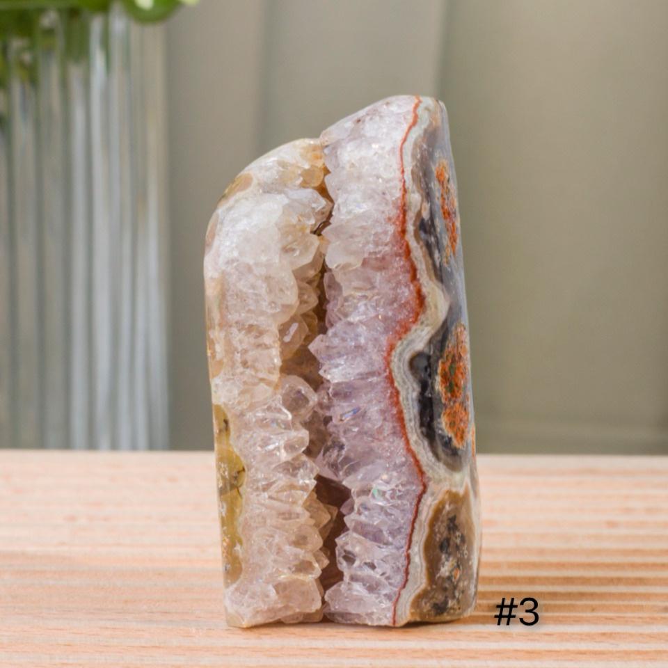 Druzy Polished Pink Amethyst Geode Cut Base, Reiki Healing Stone, Home Decor,Gift for Mom