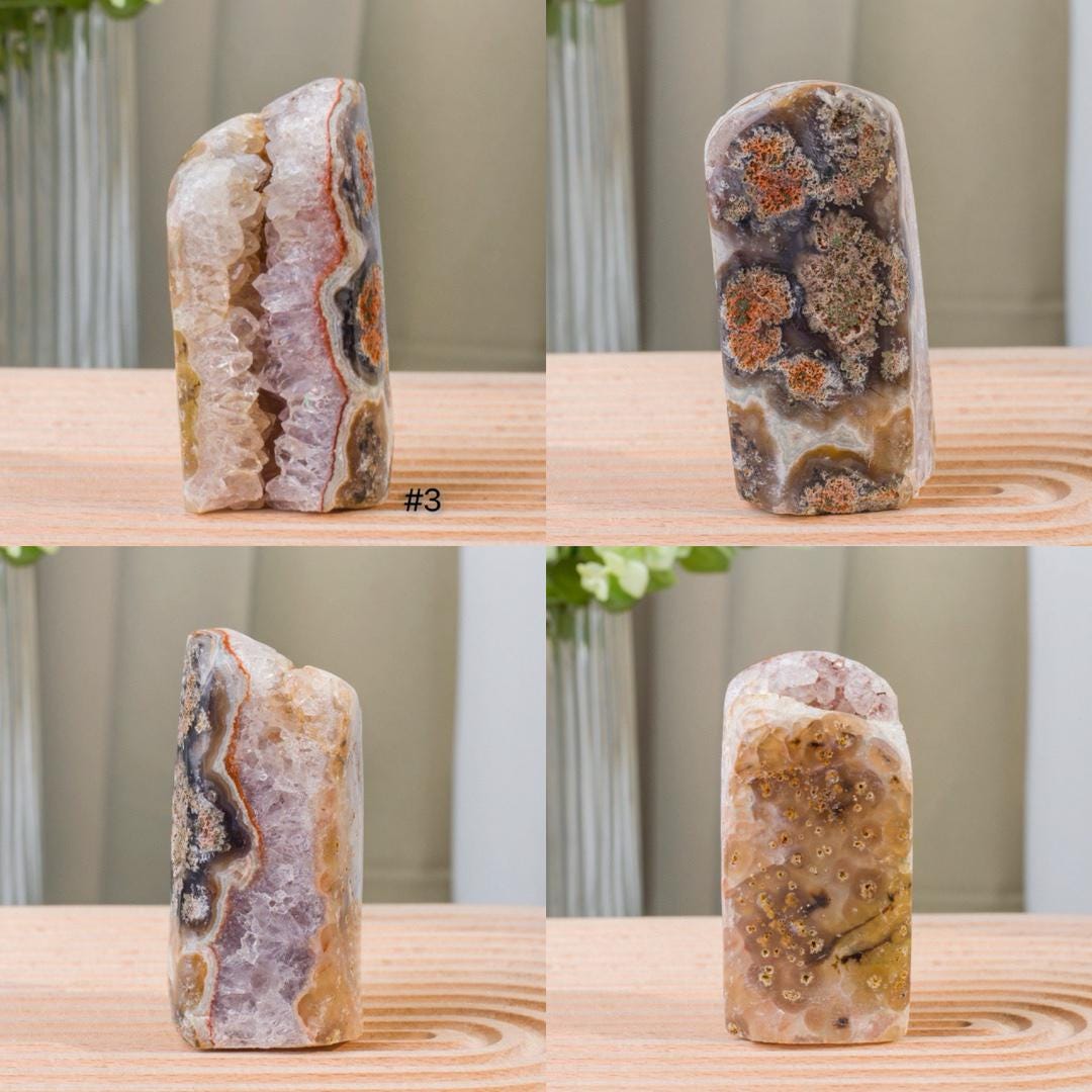 Druzy Polished Pink Amethyst Geode Cut Base, Reiki Healing Stone, Home Decor,Gift for Mom