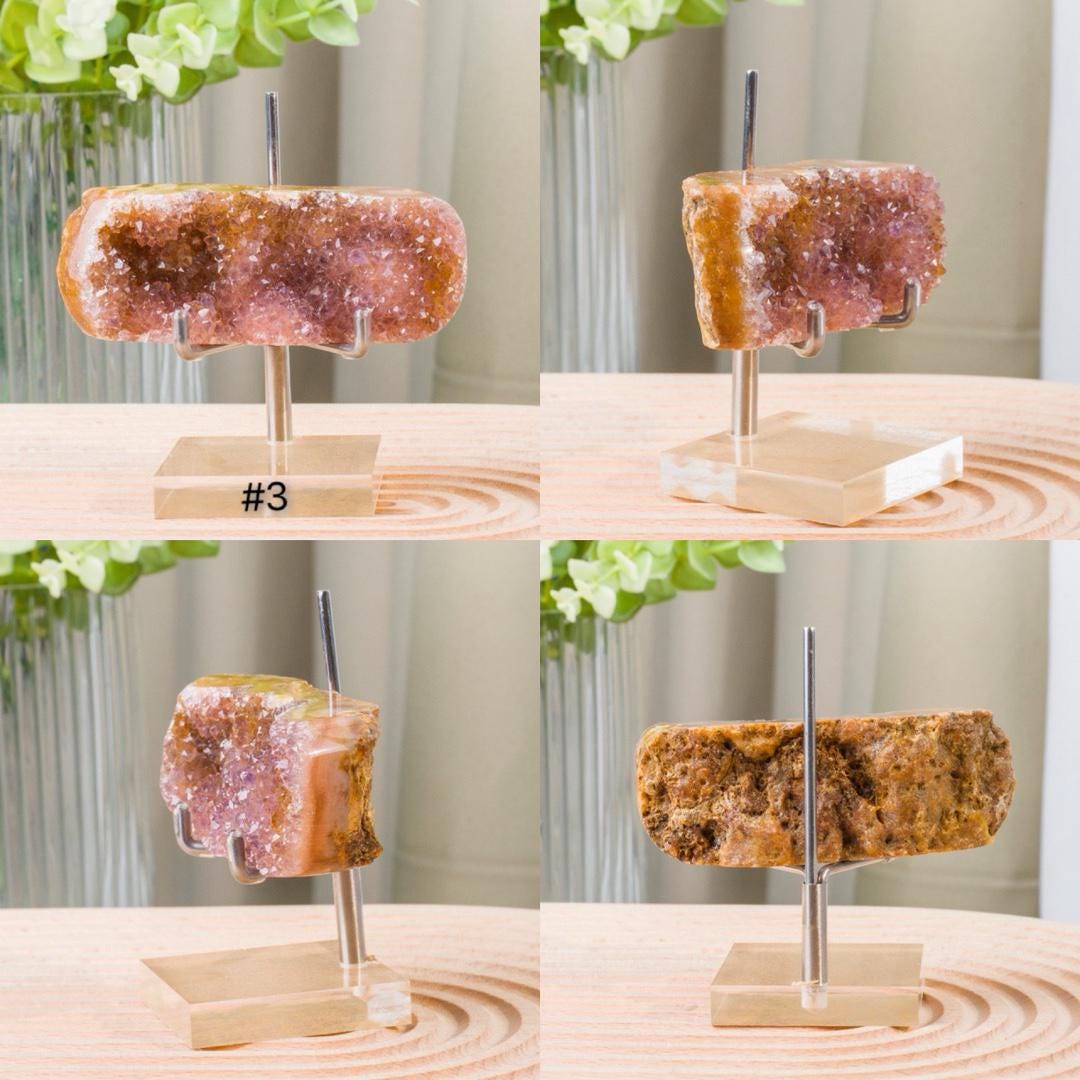 Druzy Polished Pink Amethyst Geode, Reiki Raw Pink Amethyst Cut Base, Healing Gemstone Collection, Crystal Home Decor, Christmas Gift