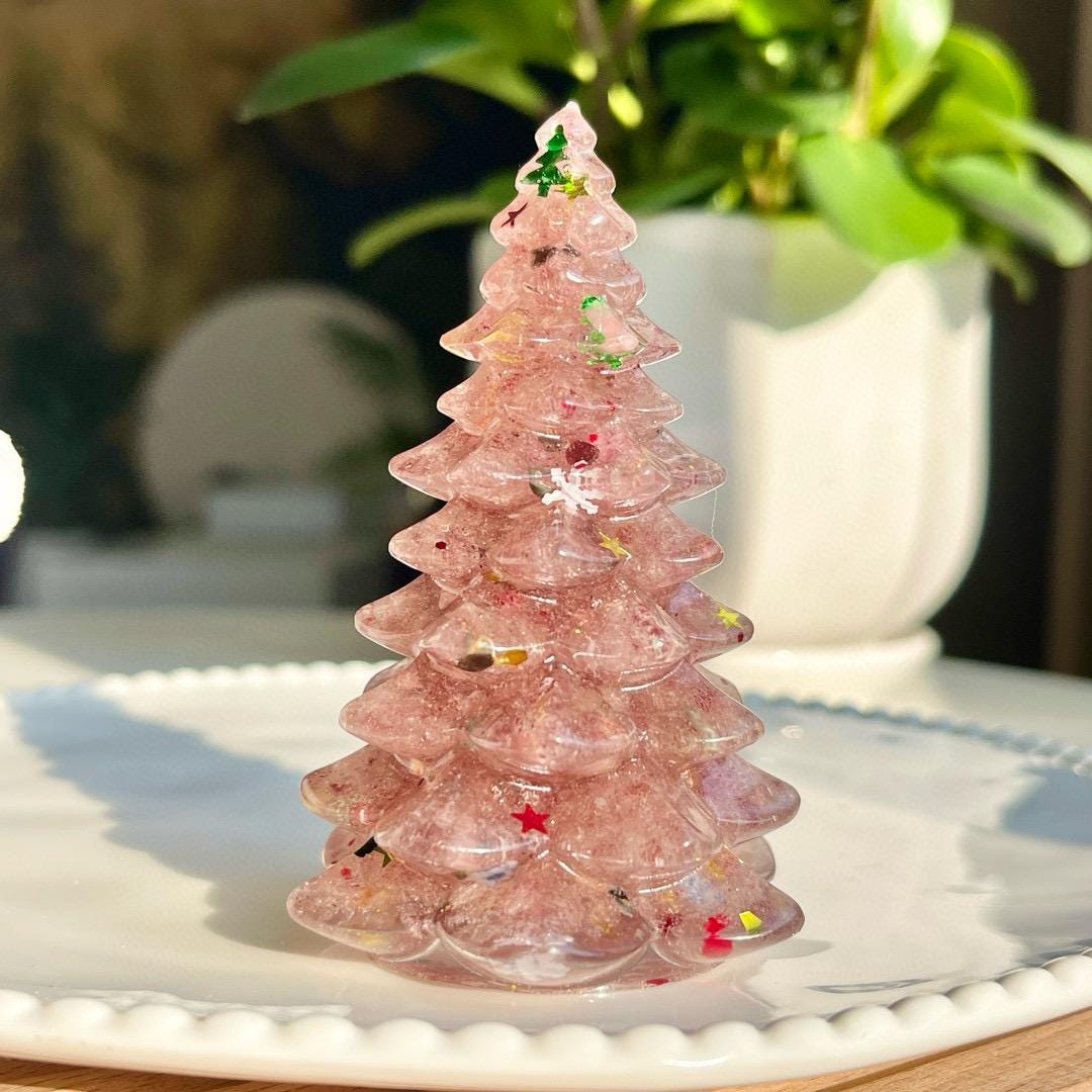 Crystal Chips Christmas Tree With Resin, Dyed Gemstone Chips Decor, Handmade Healing Crystal Christmas Tree, Cute Christmas Gift