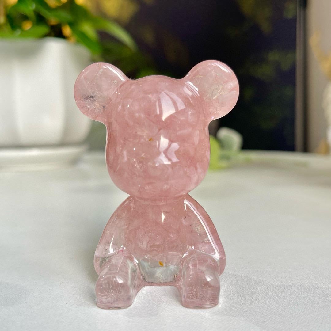 Crystal Chips Bear With Resin, Natural Gemstone Chips Craft, Handmade Crystal Bear For Gift, Healing Crystal Bear For Birthday Gifts