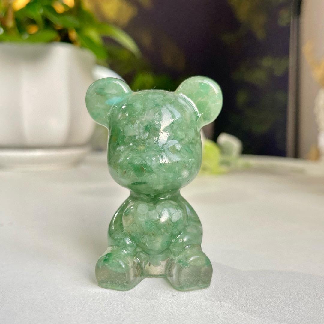 Crystal Chips Bear With Resin, Natural Gemstone Chips Craft, Handmade Crystal Bear For Gift, Healing Crystal Bear For Birthday Gifts
