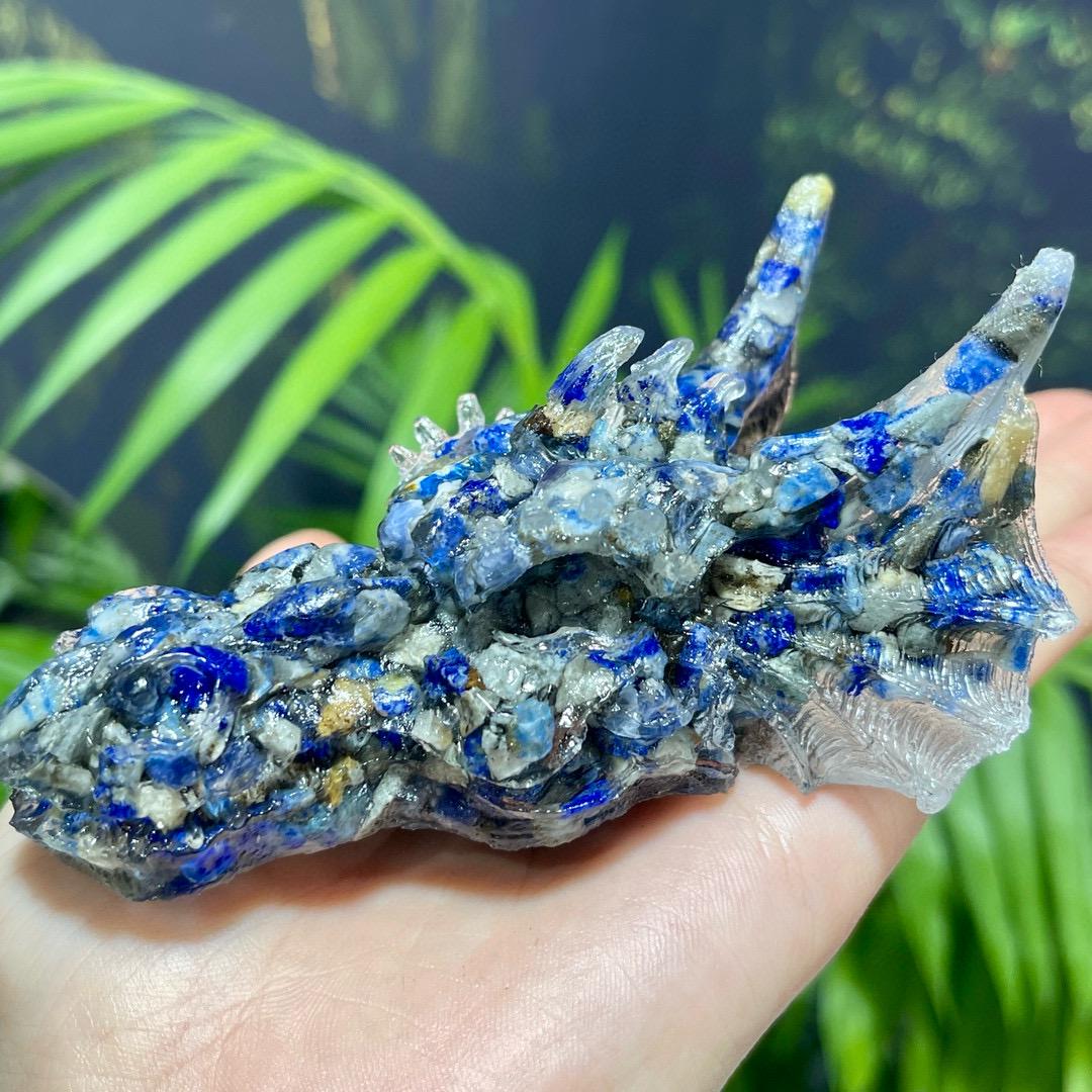 Handmade Crystal Dragon Head In Resin, Natural Gemstone Chips Craft, Healing Crystal Carving For Gift, Reiki Crystal Stone For Birthday Gift