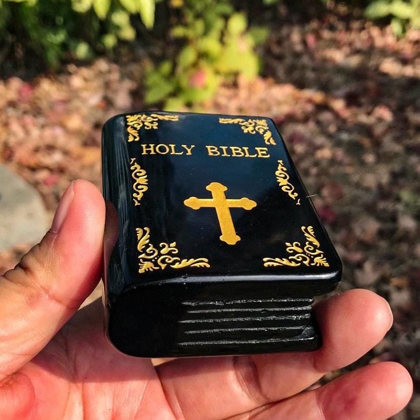 Natural Crystal Obsidian Holy Bible Book, Gemstone Figurine Carvings, Energy Crystal, Healing Crystal Book, Crystal Birthday Gift
