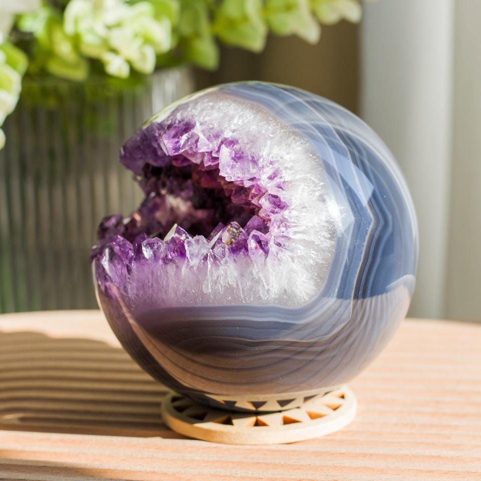 Amethyst Druzy Agate Sphere, Rare Crystal Geode, Reiki Healing Decor,Gift for Mom