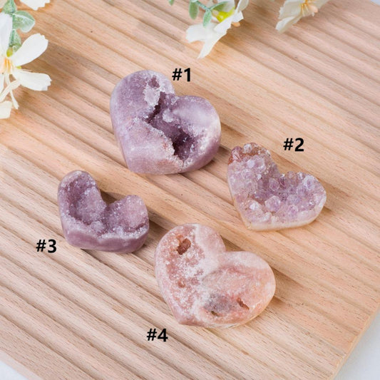 Brazilian Pink Amethyst Druzy Crystal Heart | Polished Cluster Home Decor,Gift for Mom