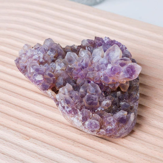 Natural Amethyst Cluster Specimen, Mineral Geode with Calcite,Gift for Mom