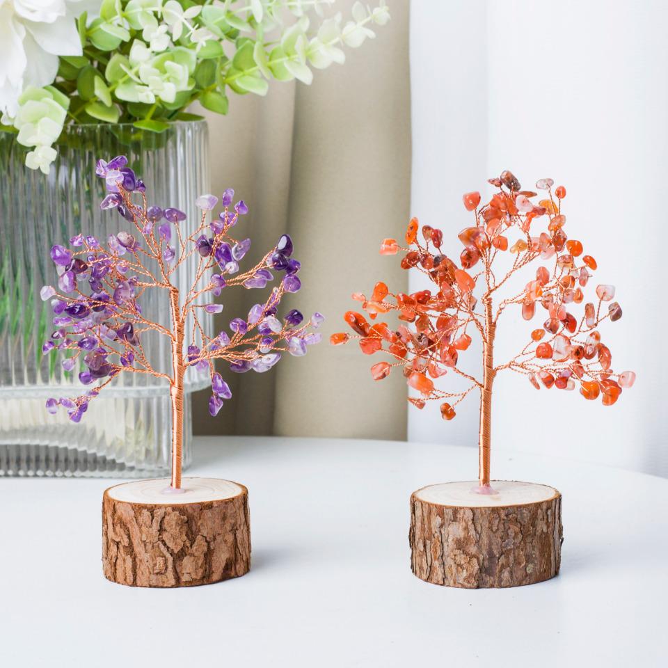 Handmade Crystal Chips Fengshui Tree, Gemstone Home Decor,Gift for Mom