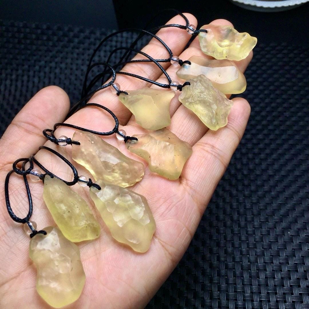 1 Pcs Natural Libyan Golden Tektite Raw Pendant,Crystals Pendant,Healing Raw Crystal Necklace,Raw Gemstone Pendant,Soul Stone,Birthday Gift