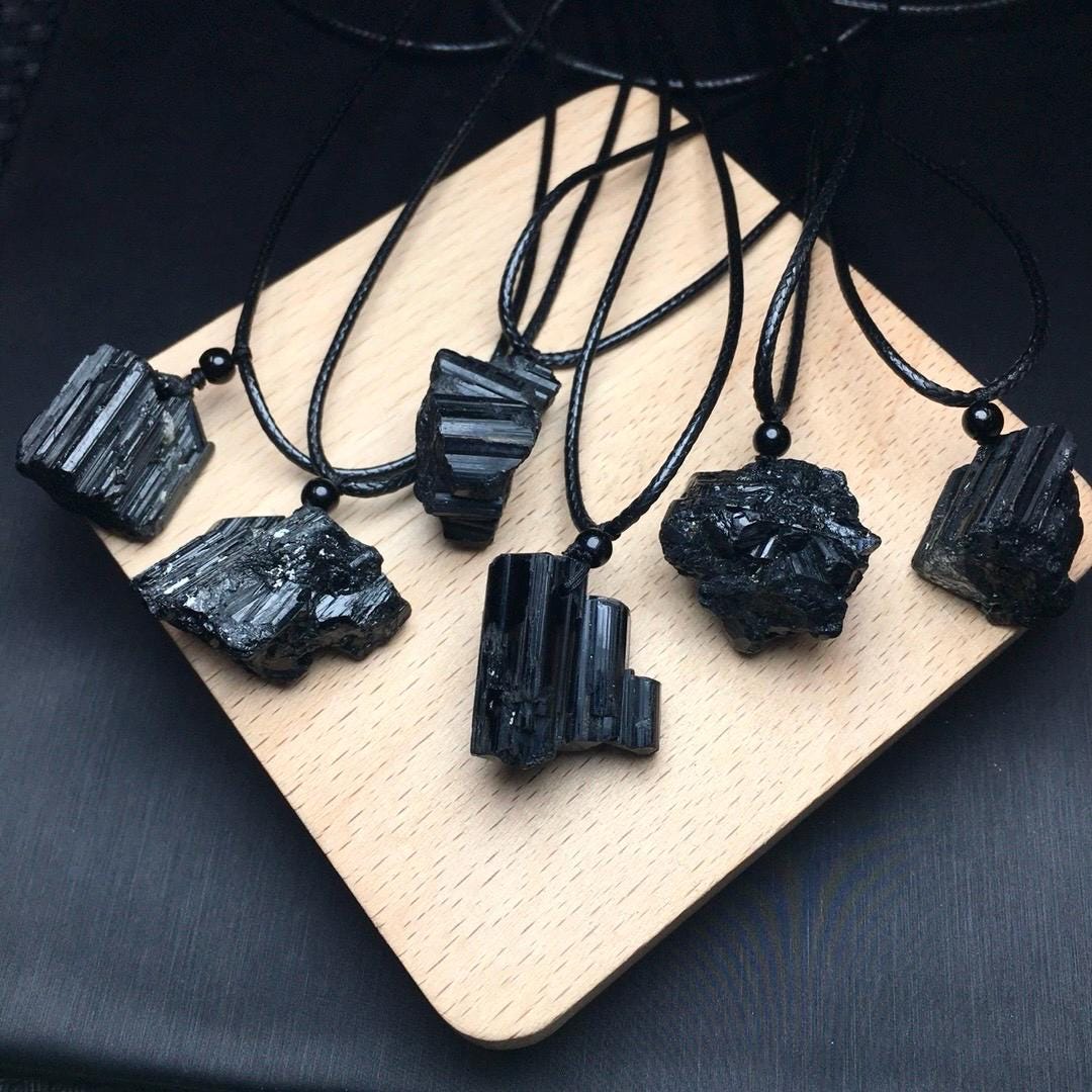 1 Pcs Natural Raw Black Tourmaline Pendant, Healing Raw Gemstone Necklace, Protection Stone, Absorbs Negativity, Birthday Gift