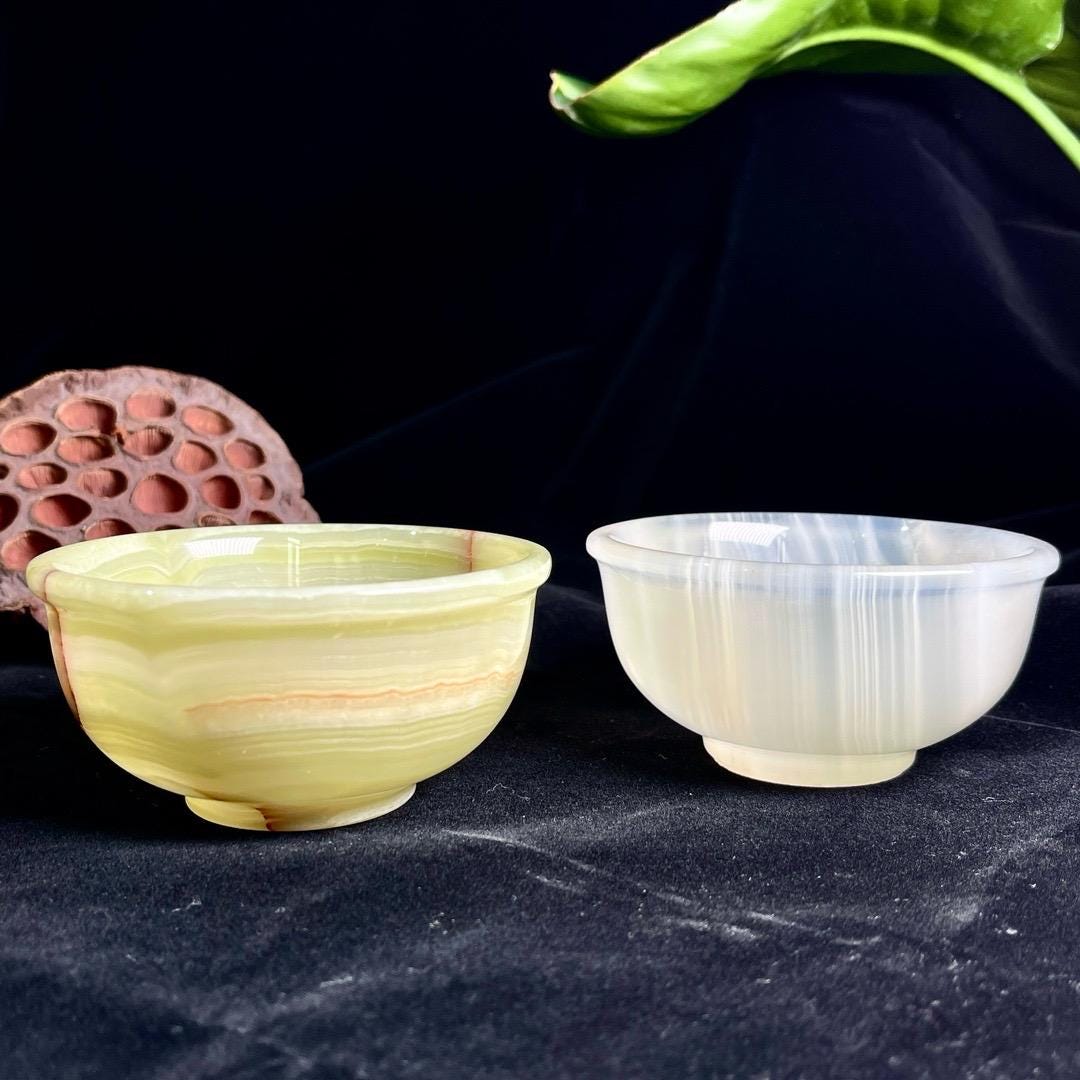 Natural Handmade Afghan Jade Onyx Stone Bowl | Crystal Quartz Bowl for Energy Healing, Meditation Decor, Birthday & Anniversary Gift