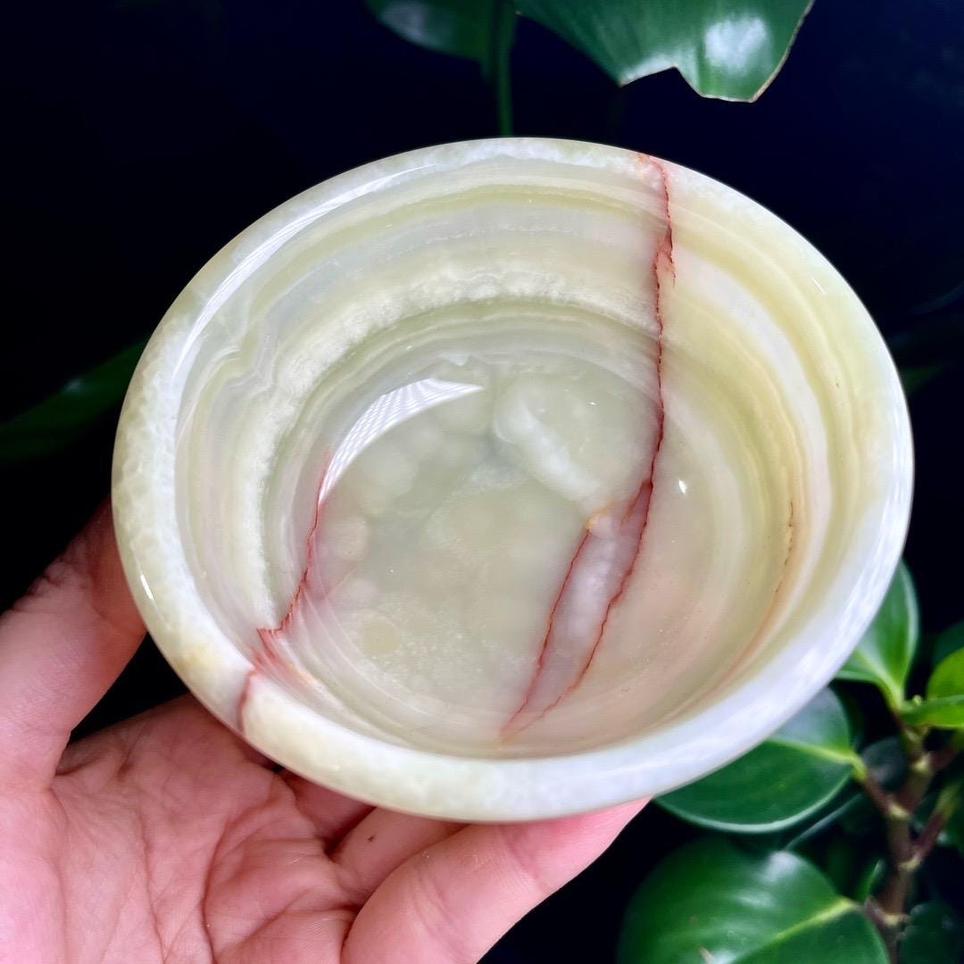 Natural Handmade Afghan Jade Onyx Stone Bowl | Crystal Quartz Bowl for Energy Healing, Meditation Decor, Birthday & Anniversary Gift