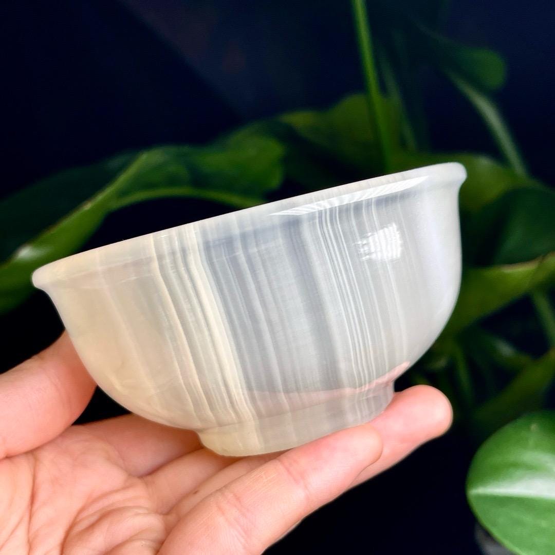 Natural Handmade Afghan Jade Onyx Stone Bowl | Crystal Quartz Bowl for Energy Healing, Meditation Decor, Birthday & Anniversary Gift