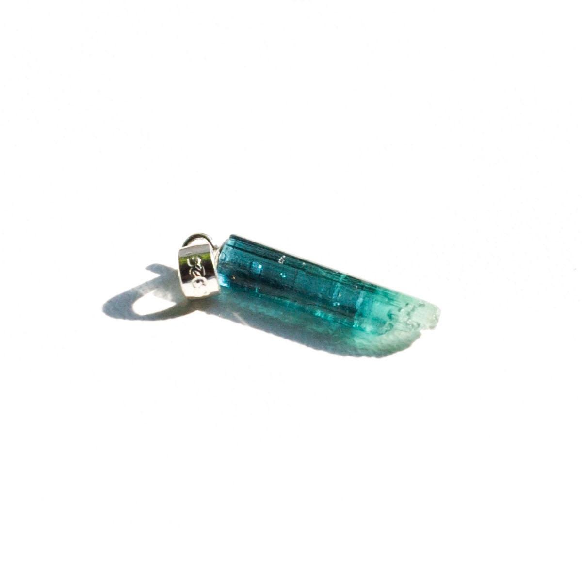 Natural Raw Blue Tourmaline Pendant, S925 Sterling Silver Crystal Necklace, Raw Gemstone Healing Jewelry, Unique Birthday Gift For Her