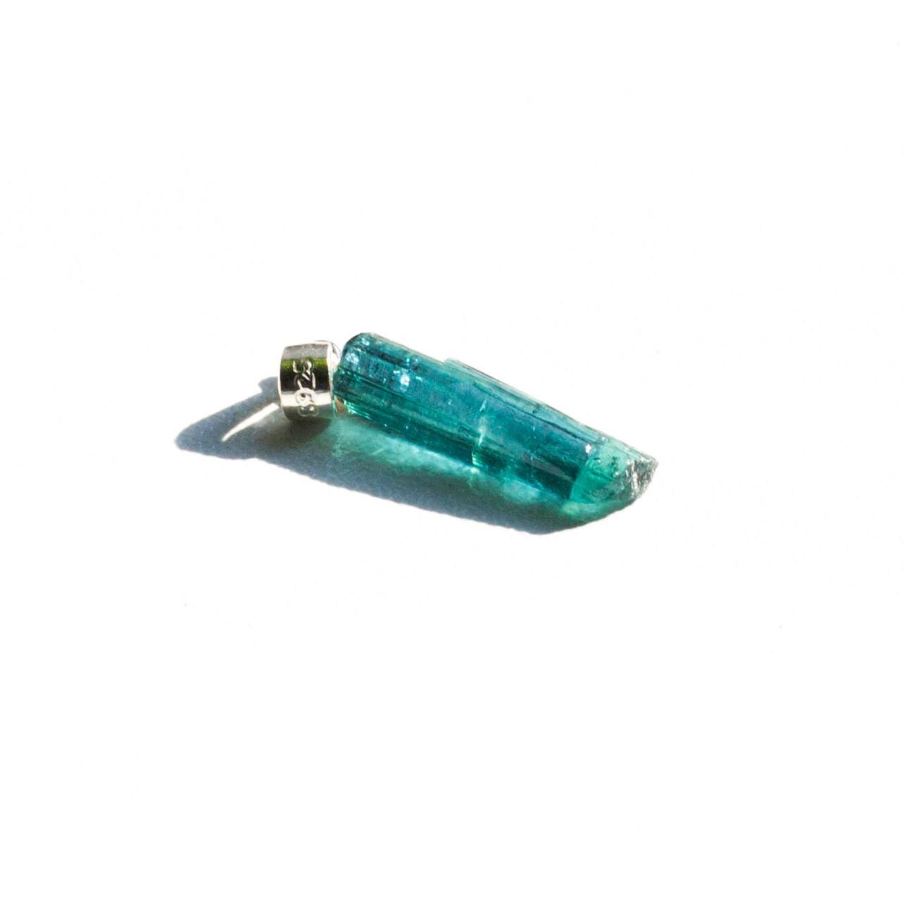 Natural Raw Blue Tourmaline Pendant, S925 Sterling Silver Crystal Necklace, Raw Gemstone Healing Jewelry, Unique Birthday Gift For Her