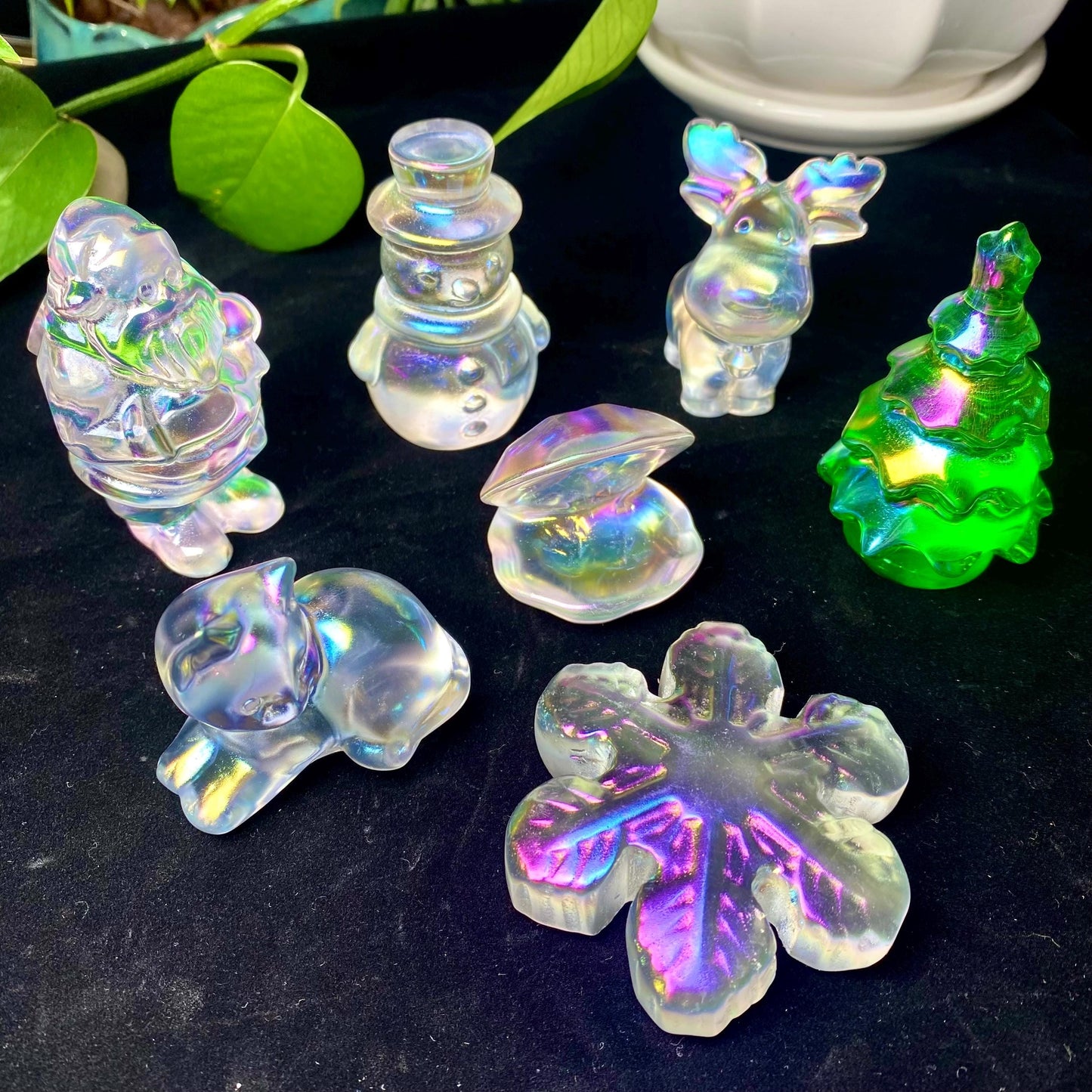 Aura Smelting Stone Christmas Carving,Cat,Christmastree,Santa Claus,Snowflake,Snowman,Christmas Deer,Shell, Home Decoration,Christmas Gift