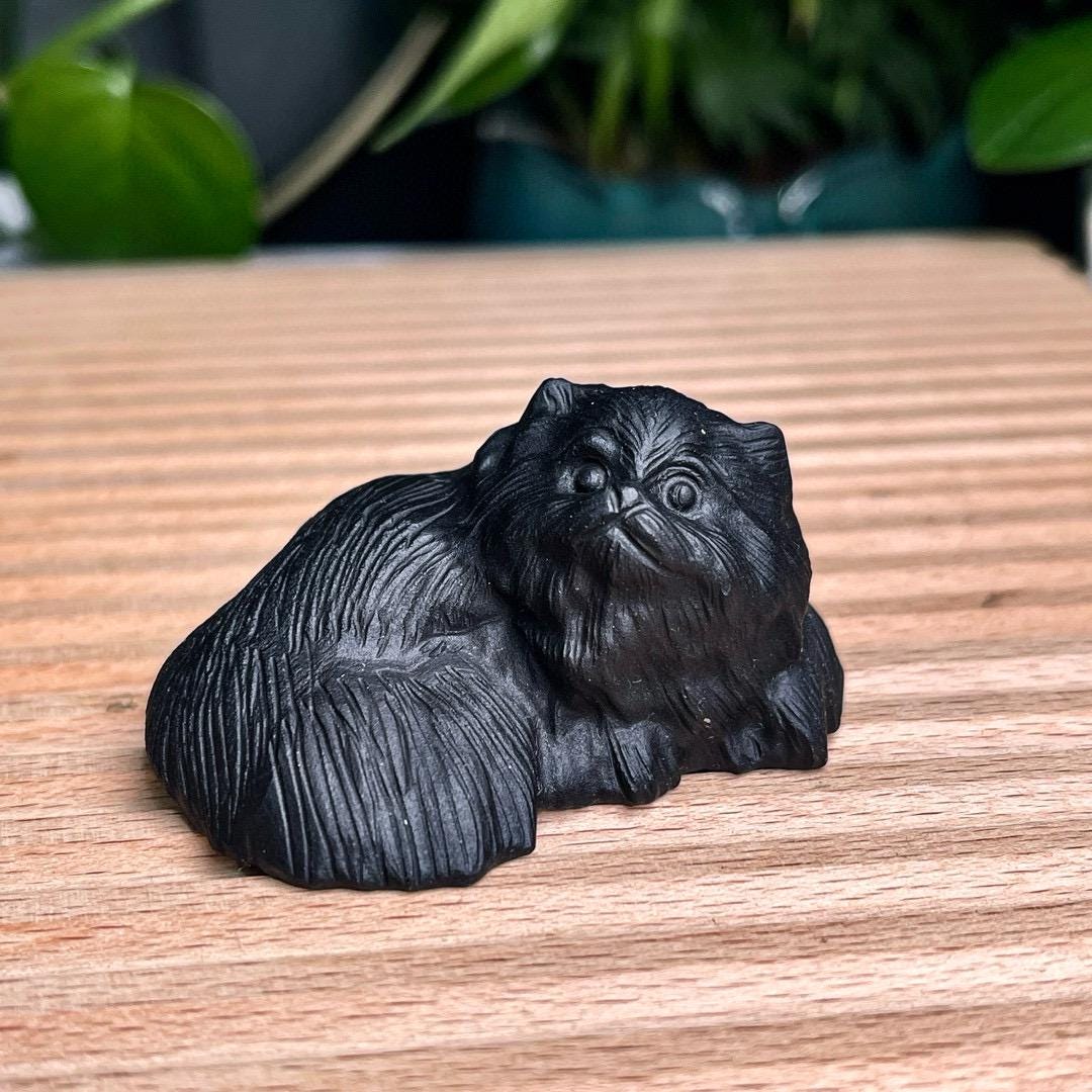 2.2"Natural Black Obsidian Dog Carving, Crystal French Bulldog Carving, Dog Statue, Animal Sculpture, Birthday Gift, Christmas Home Decor