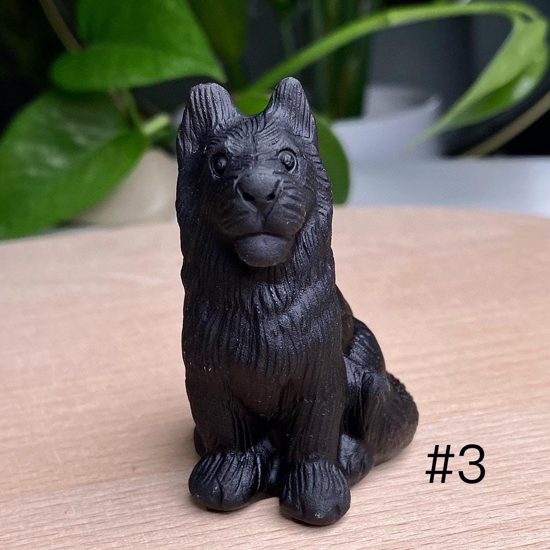 Natural Black Obsidian Dog Carving, Crystal Labrador, Crystal Pomeranian, Crystal Wolfdog, Crystal Yuanbao Dog,  Christmas Home Decor