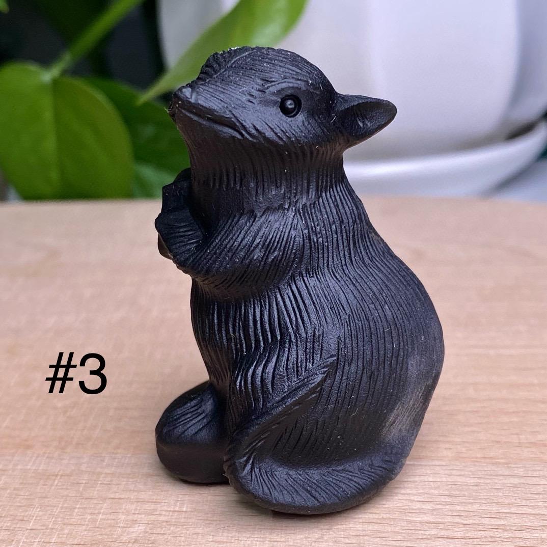 Natural Black Obsidian Animal Carving, Lucky Rat, Little Money Mouse Ornaments, Animal Sculpture, Birthday Gift, Fengshui Home Decor