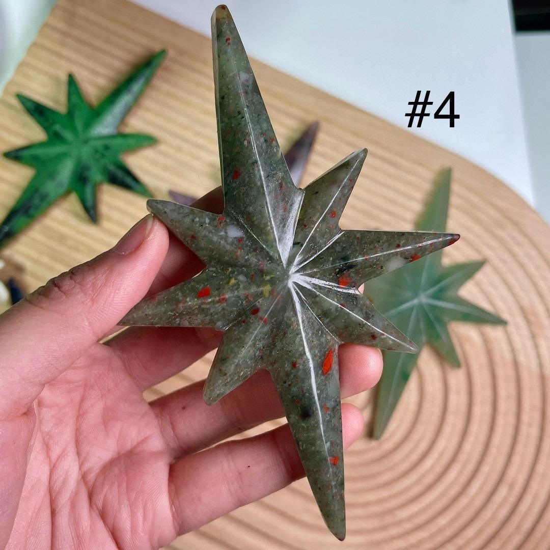 Natural Crystal North Star Ornament, Gemstone Star Decor, Desk Display, Spiritual Gift, Healing Crystal Home Decor