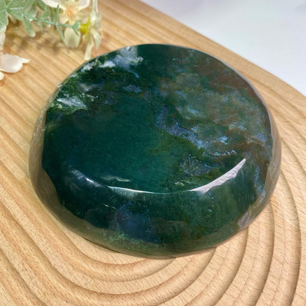 Natural Handmade Crystal Moss Agate Plate, Crystal Bowl Decoration, Moss Agate Bowl, Crystal Plate, Energy Healing Crystal, Anniversary Gift