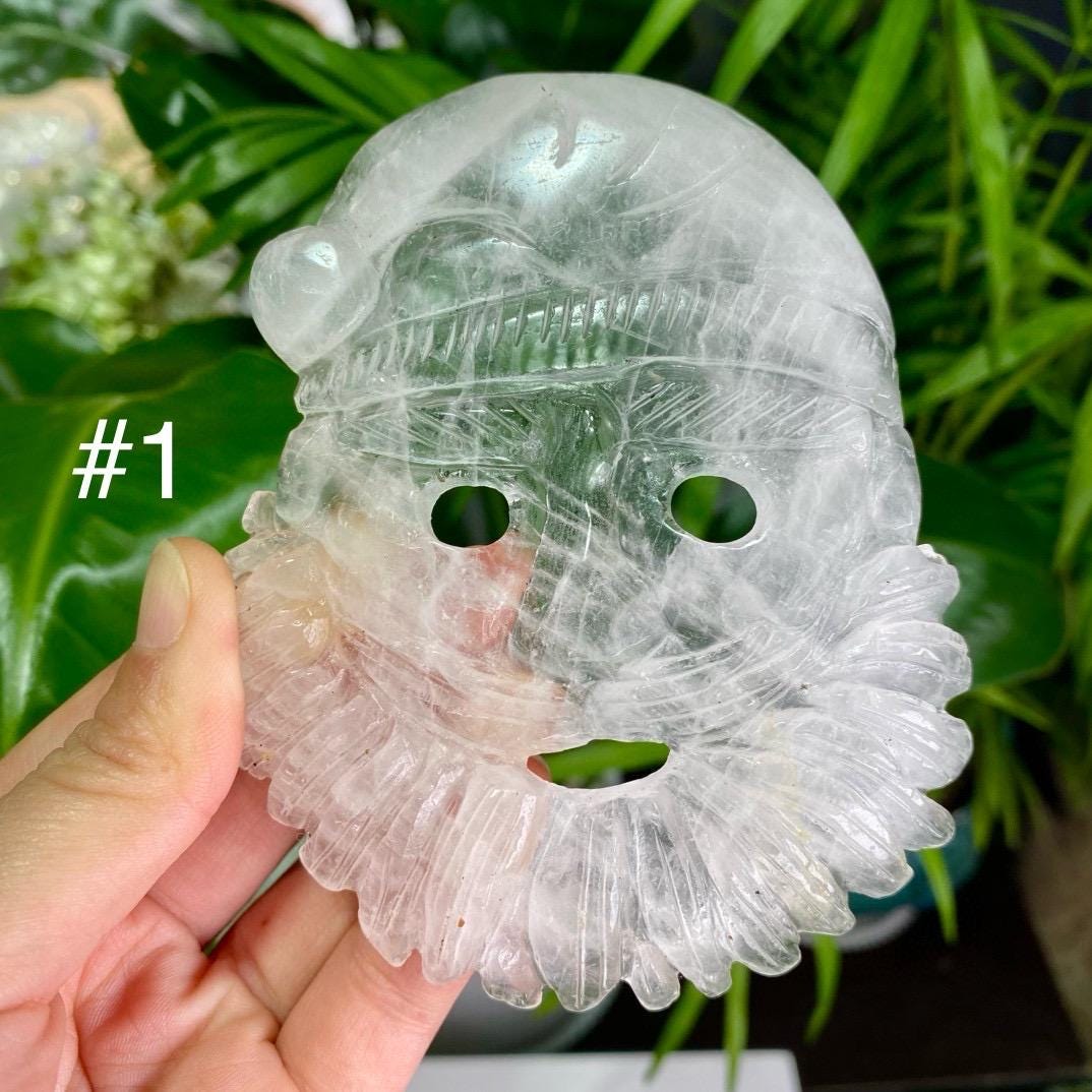 Natural Crystal Santa Claus, Clear Quartz Santa Claus, Ocean Jasper Santa Claus, Crystal Mask, Energy Crystal, Christmas Decoration