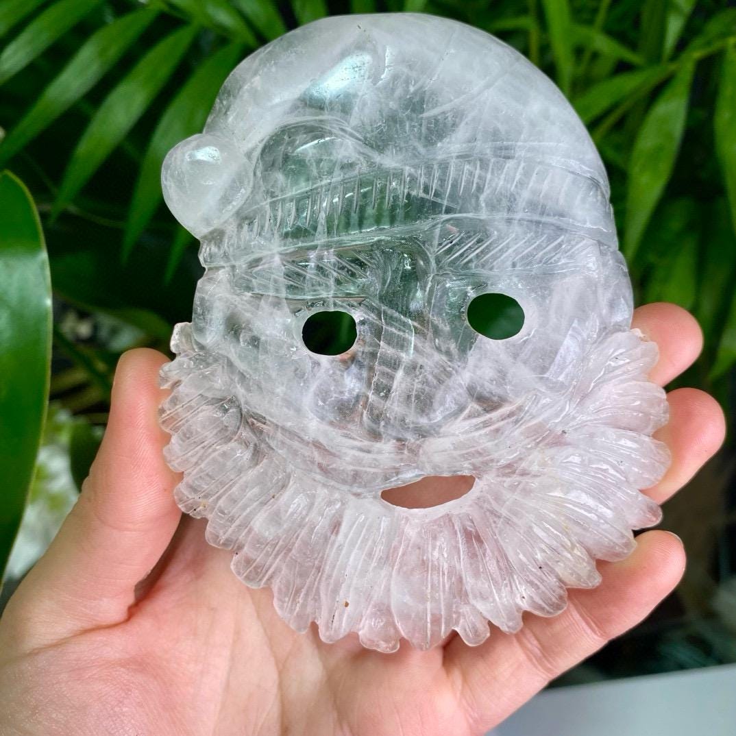 Natural Crystal Santa Claus, Clear Quartz Santa Claus, Ocean Jasper Santa Claus, Crystal Mask, Energy Crystal, Christmas Decoration