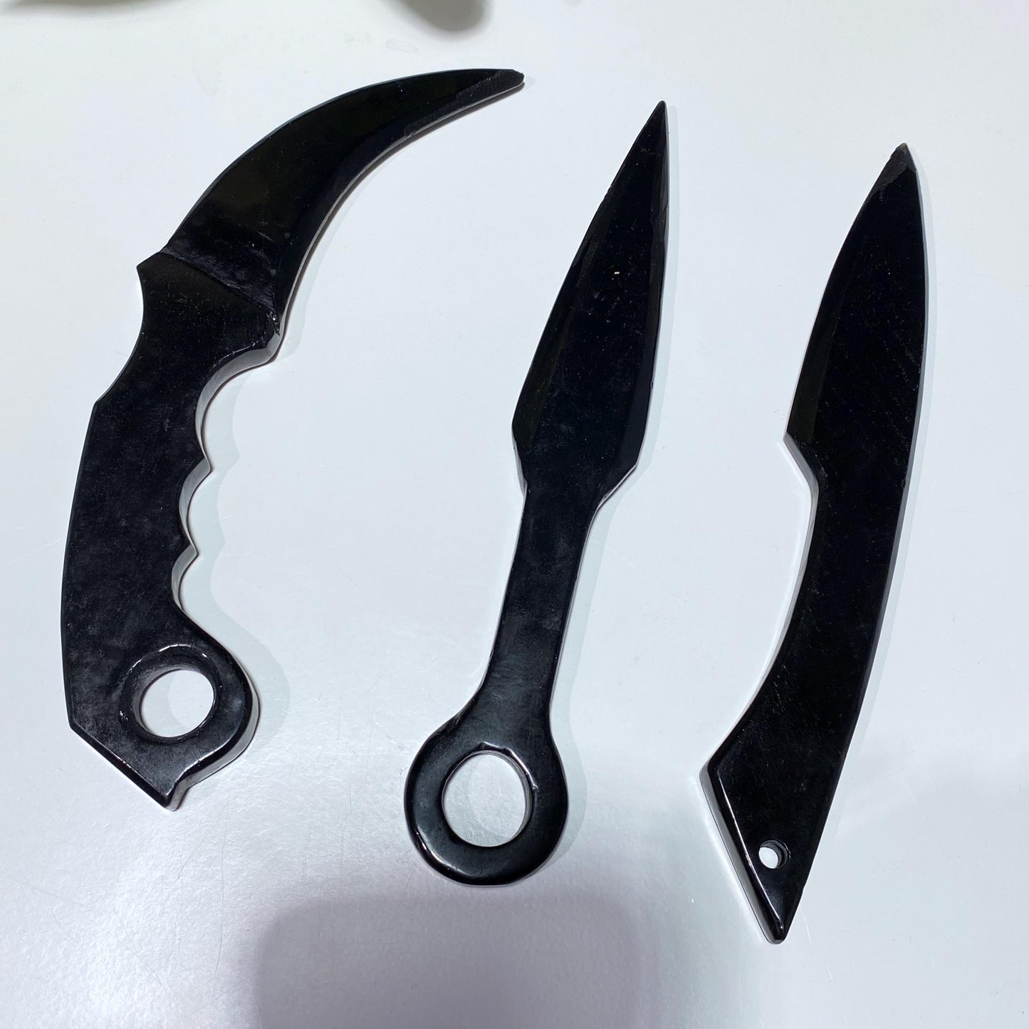 Hand Knapped Black Obsidian Athame Knife, Fengshui Decor