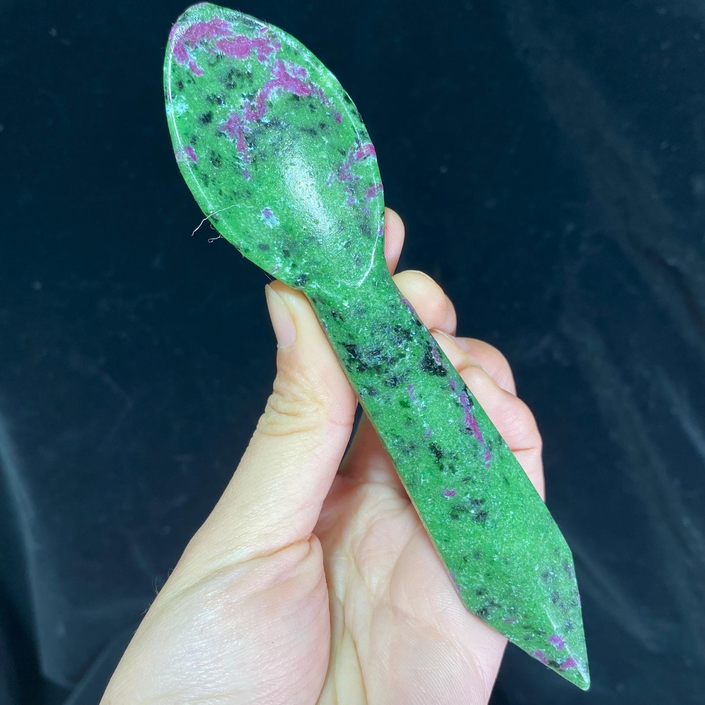 Natural Crystal Gemstone Spoon, Aventurine Strawberry Spoon, Handcrafted Spoon, Facial Mask Spoon Healing Energy Crystal, Gift For Her